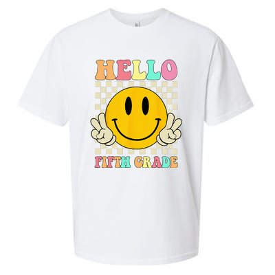 Hello Fifth Grade Hippie Smile Face 5th Grade Back To School Sueded Cloud Jersey T-Shirt