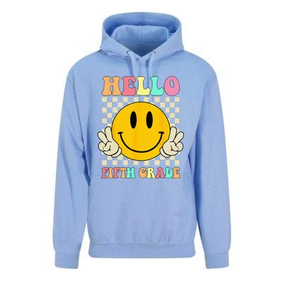 Hello Fifth Grade Hippie Smile Face 5th Grade Back To School Unisex Surf Hoodie