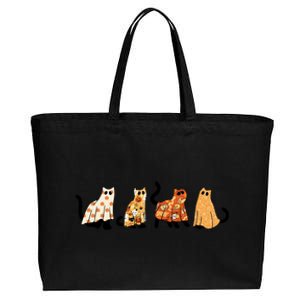 Halloween Funny Ghost Cat Lover Scary Spooky Cotton Canvas Jumbo Tote