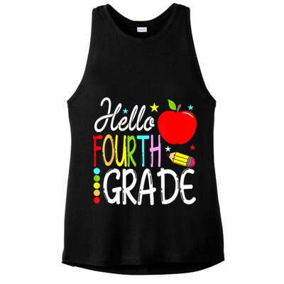 Hello Fourth Grade Team 4th Grade Back To School Teacher Ladies PosiCharge Tri-Blend Wicking Tank
