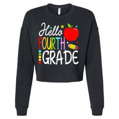 Hello Fourth Grade Team 4th Grade Back To School Teacher Cropped Pullover Crew