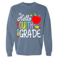 Hello Fourth Grade Team 4th Grade Back To School Teacher Garment-Dyed Sweatshirt