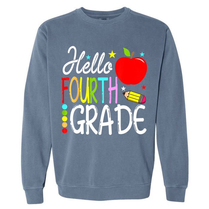 Hello Fourth Grade Team 4th Grade Back To School Teacher Garment-Dyed Sweatshirt
