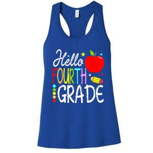 Hello Fourth Grade Team 4th Grade Back To School Teacher Women's Racerback Tank