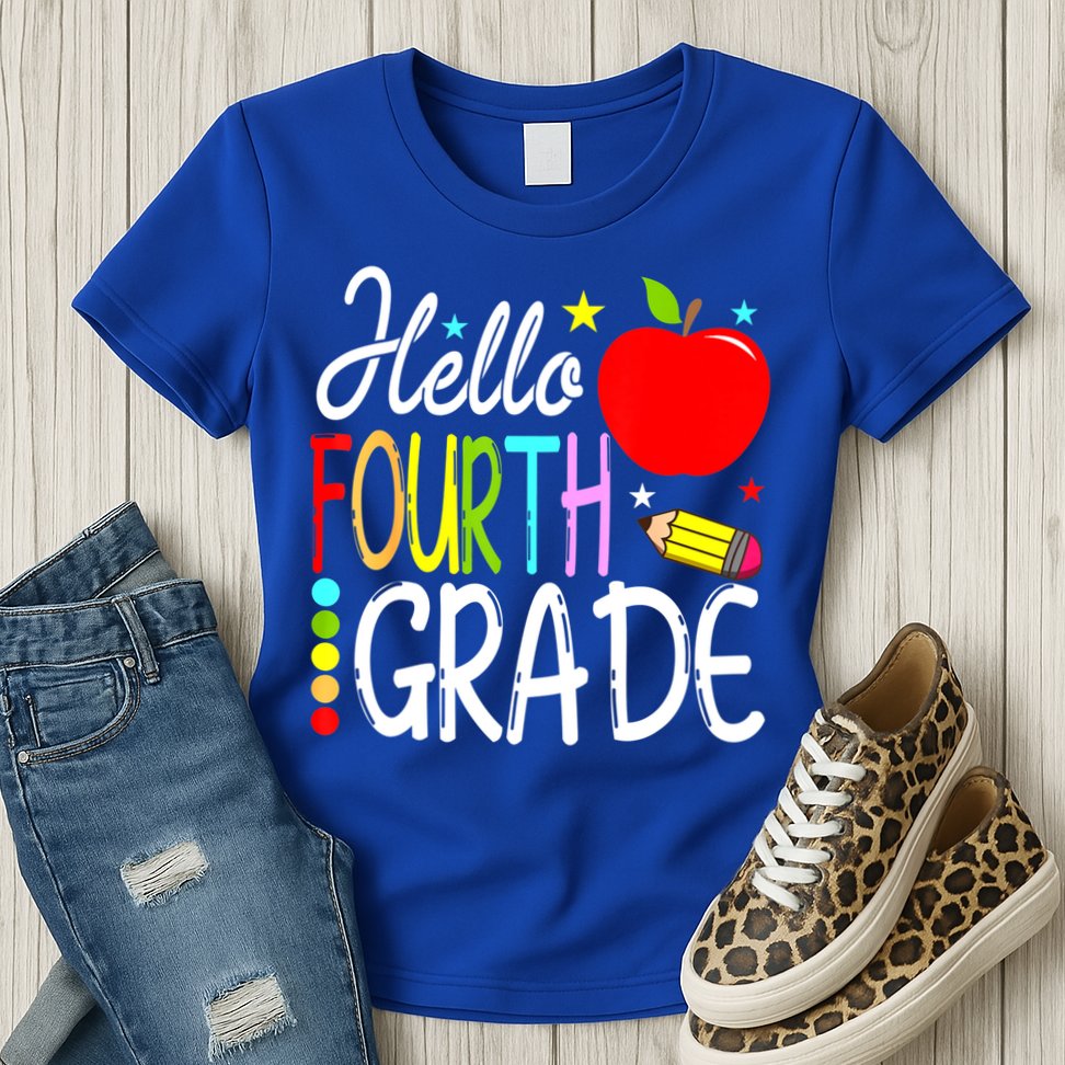 Hello Fourth Grade Team 4th Grade Back To School Teacher Womens T-Shirt