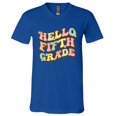 Hello Fifth Grade For Teachers And Students Back To School V-Neck T-Shirt