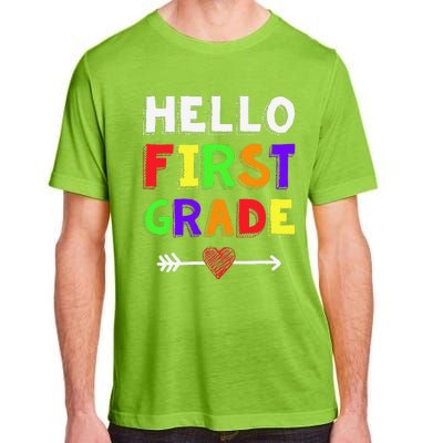 Hello First Grade Team 1st Grade Back To School Teacher Adult ChromaSoft Performance T-Shirt