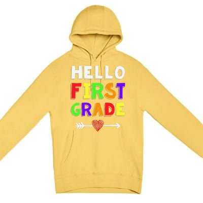 Hello First Grade Team 1st Grade Back To School Teacher Premium Pullover Hoodie