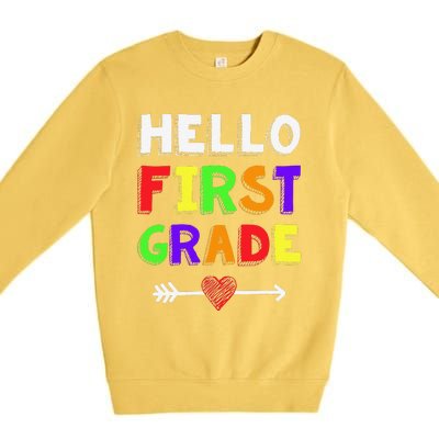 Hello First Grade Team 1st Grade Back To School Teacher Premium Crewneck Sweatshirt