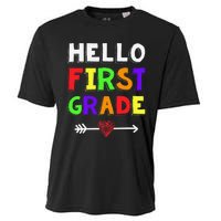 Hello First Grade Team 1st Grade Back To School Teacher Cooling Performance Crew T-Shirt