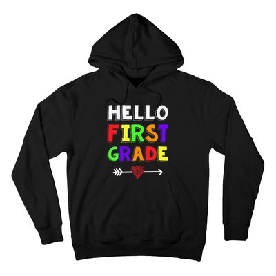 Hello First Grade Team 1st Grade Back To School Teacher Hoodie