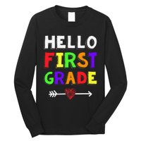 Hello First Grade Team 1st Grade Back To School Teacher Long Sleeve Shirt