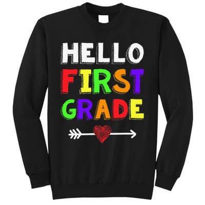 Hello First Grade Team 1st Grade Back To School Teacher Sweatshirt