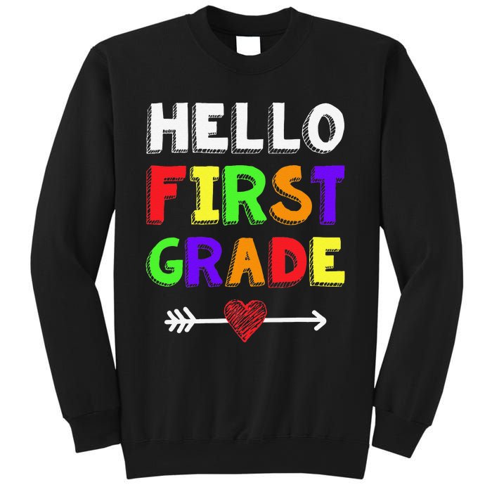 Hello First Grade Team 1st Grade Back To School Teacher Sweatshirt