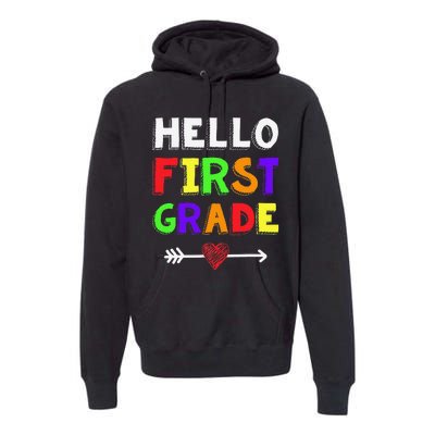 Hello First Grade Team 1st Grade Back To School Teacher Premium Hoodie