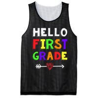 Hello First Grade Team 1st Grade Back To School Teacher Mesh Reversible Basketball Jersey Tank