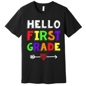 Hello First Grade Team 1st Grade Back To School Teacher Premium T-Shirt