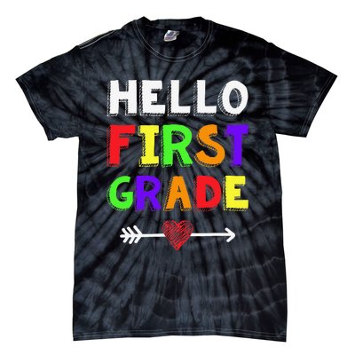 Hello First Grade Team 1st Grade Back To School Teacher Tie-Dye T-Shirt