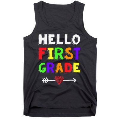 Hello First Grade Team 1st Grade Back To School Teacher Tank Top