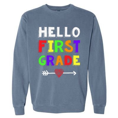 Hello First Grade Team 1st Grade Back To School Teacher Garment-Dyed Sweatshirt