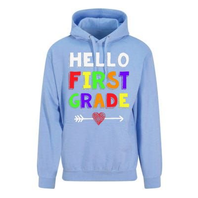 Hello First Grade Team 1st Grade Back To School Teacher Unisex Surf Hoodie