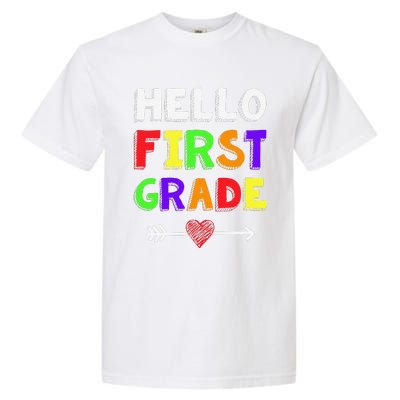 Hello First Grade Team 1st Grade Back To School Teacher Garment-Dyed Heavyweight T-Shirt