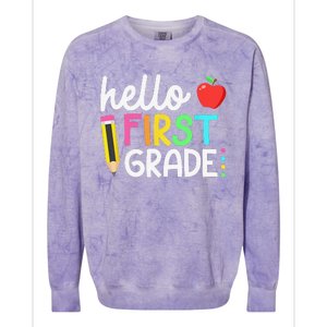 Hello First Grade Team 1st Grade Back To School Teacher Colorblast Crewneck Sweatshirt