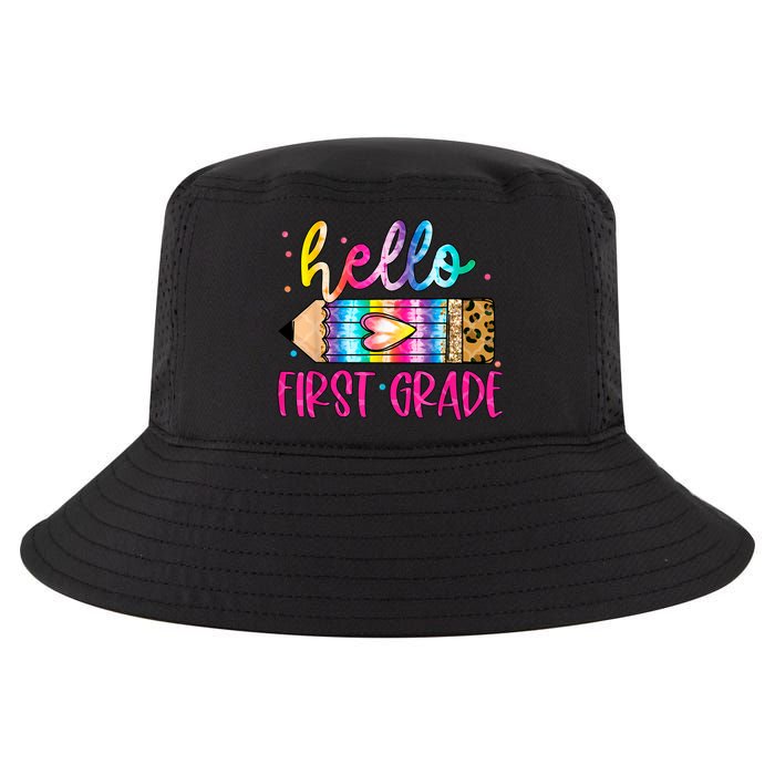 Hello First Grade Leopard Tie Dye Pencil Cool Comfort Performance Bucket Hat