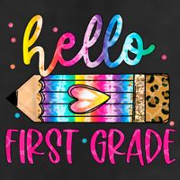 Hello First Grade Leopard Tie Dye Pencil Cool Comfort Performance Bucket Hat