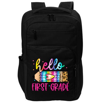Hello First Grade Leopard Tie Dye Pencil Impact Tech Backpack