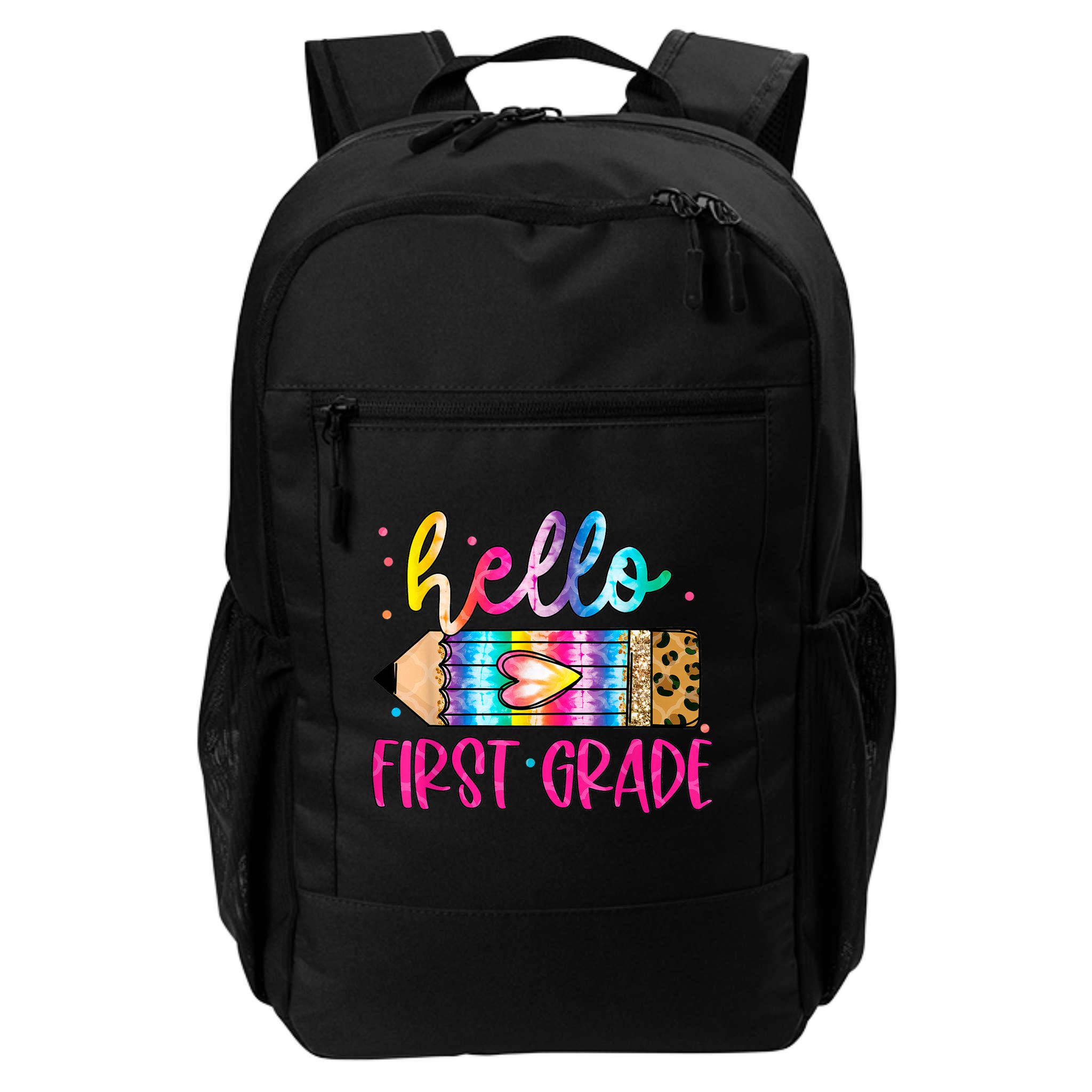 Hello First Grade Leopard Tie Dye Pencil Backpack