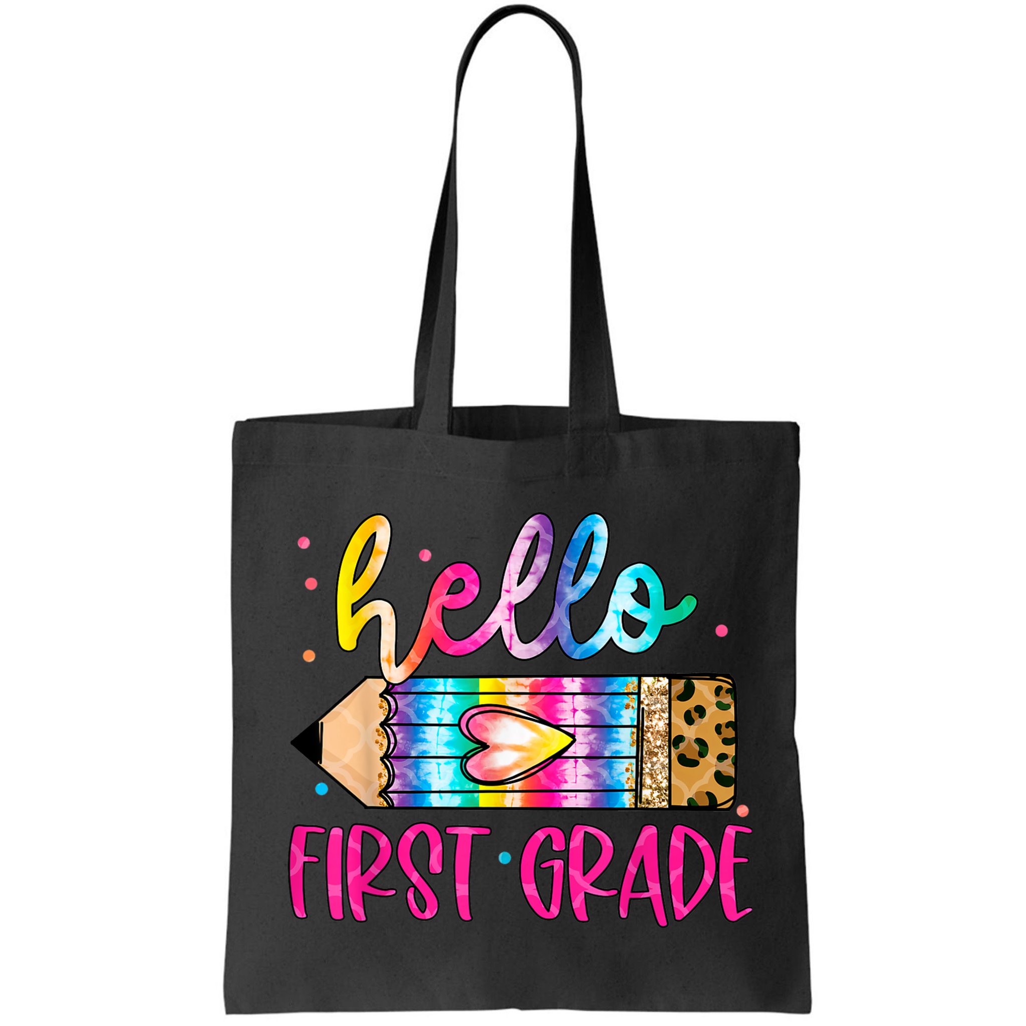 Hello First Grade Leopard Tie Dye Pencil Bag