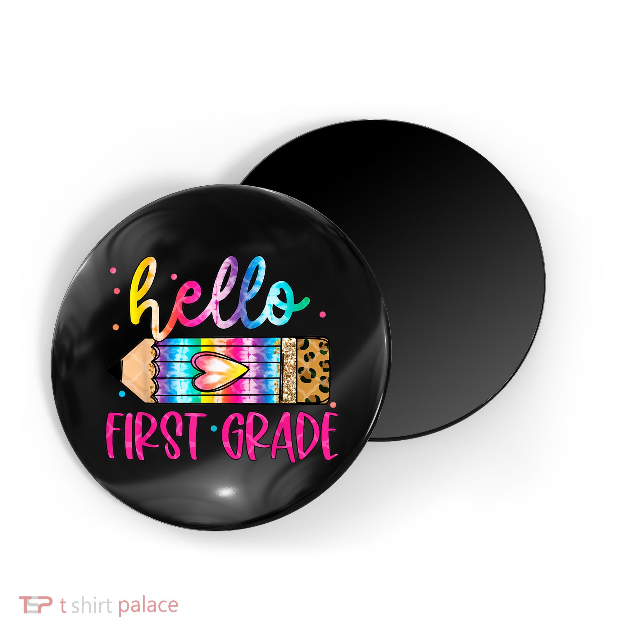 Hello First Grade Leopard Tie Dye Pencil Magnet