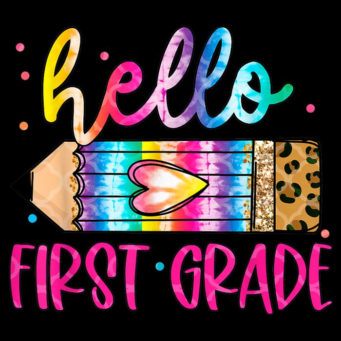 Hello First Grade Leopard Tie Dye Pencil Youth Performance Sprint T-Shirt