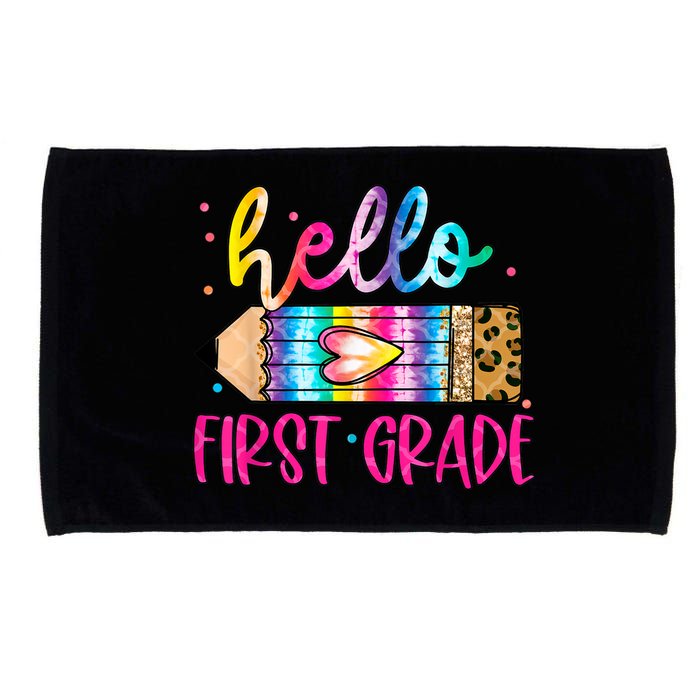 Hello First Grade Leopard Tie Dye Pencil Microfiber Hand Towel