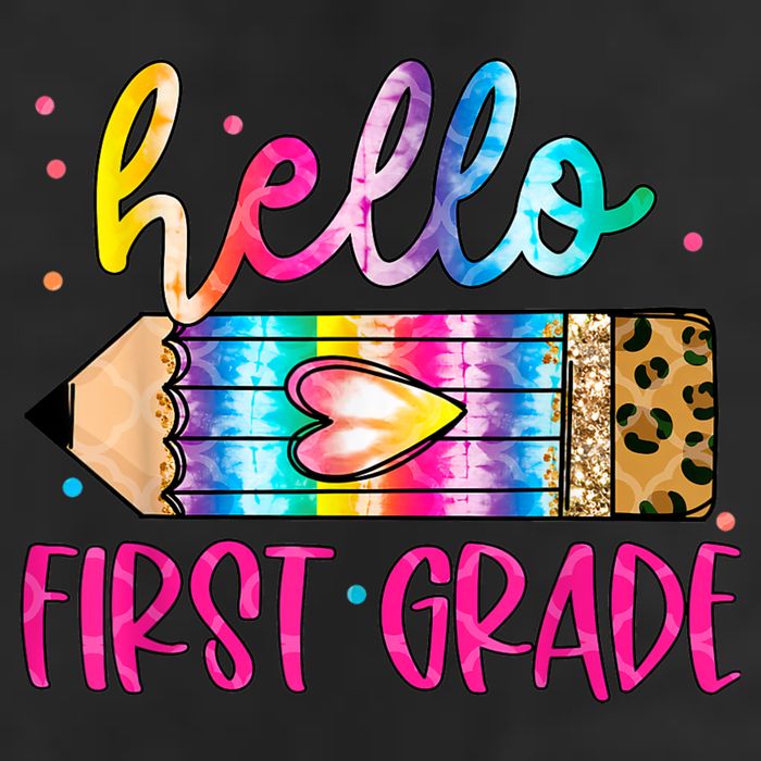 Hello First Grade Leopard Tie Dye Pencil Microfiber Hand Towel