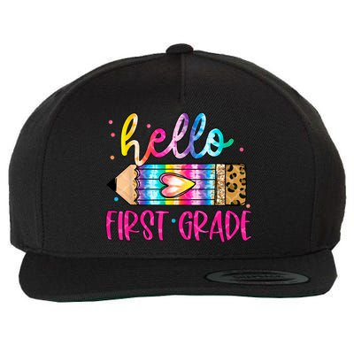 Hello First Grade Leopard Tie Dye Pencil Wool Snapback Cap