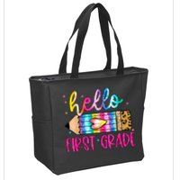 Hello First Grade Leopard Tie Dye Pencil Zip Tote Bag