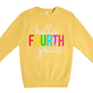 Hello Fourth Grade 4th First Day Of School Bright Teacher Premium Crewneck Sweatshirt