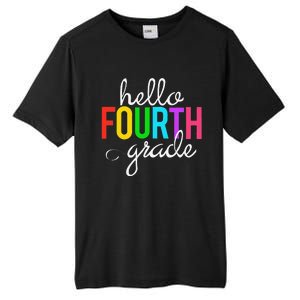 Hello Fourth Grade 4th First Day Of School Bright Teacher Tall Fusion ChromaSoft Performance T-Shirt