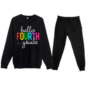 Hello Fourth Grade 4th First Day Of School Bright Teacher Premium Crewneck Sweatsuit Set