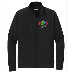 Hello Fourth Grade 4th First Day Of School Bright Teacher Stretch Full-Zip Cadet Jacket