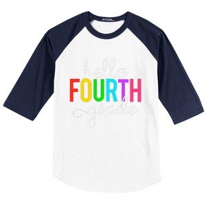 Hello Fourth Grade 4th First Day Of School Bright Teacher Baseball Sleeve Shirt