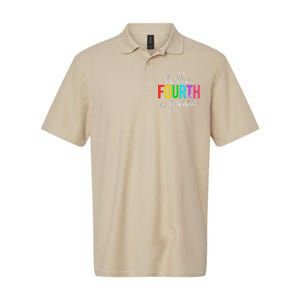 Hello Fourth Grade 4th First Day Of School Bright Teacher Softstyle Adult Sport Polo