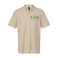 Hello Fourth Grade 4th First Day Of School Bright Teacher Softstyle Adult Sport Polo