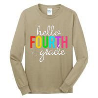 Hello Fourth Grade 4th First Day Of School Bright Teacher Tall Long Sleeve T-Shirt