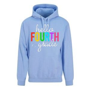 Hello Fourth Grade 4th First Day Of School Bright Teacher Unisex Surf Hoodie