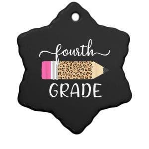 Hello Fourth Grade First Day Of School Leopard Print Ceramic Star Ornament