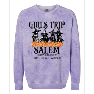 Halloween Funny Girl Trip Salem Time To Get Witch Gift Colorblast Crewneck Sweatshirt