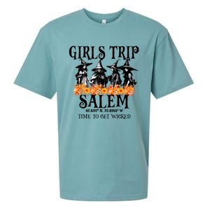 Halloween Funny Girl Trip Salem Time To Get Witch Gift Sueded Cloud Jersey T-Shirt